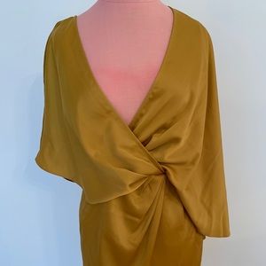 Brand New. Gold satin Mini dress